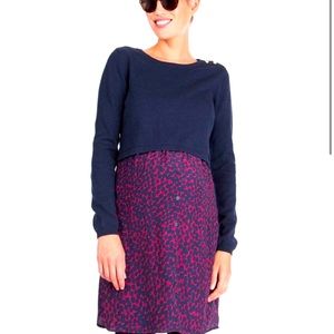 Seraphine maternity nursing navy blue mock sweater dress size 8